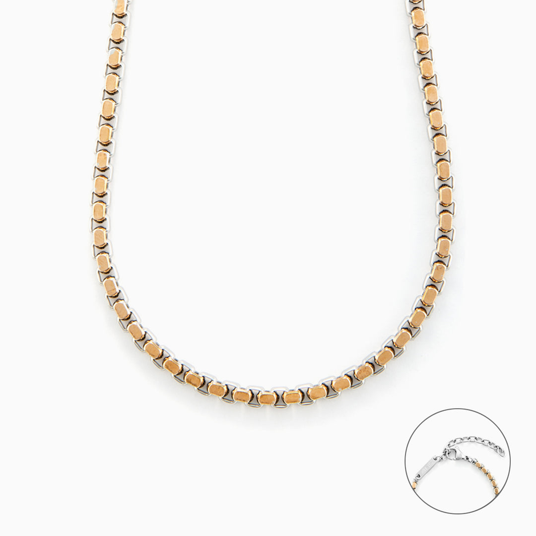 Collana Uomo Acciaio Bicolore Oro Rosa