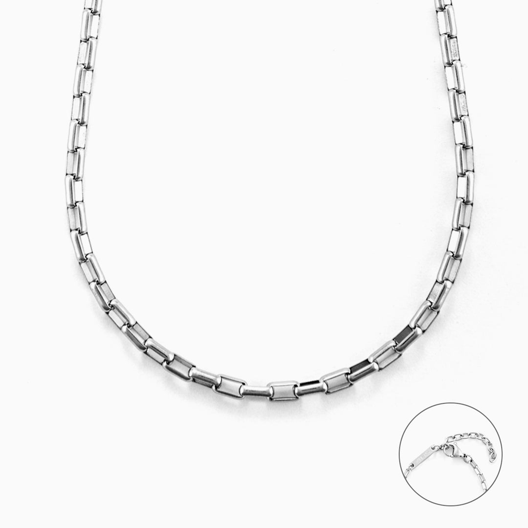 Collana Uomo Acciaio Maglia Geometrica
