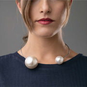 Collana Rigida con Perle in Acciaio Silver