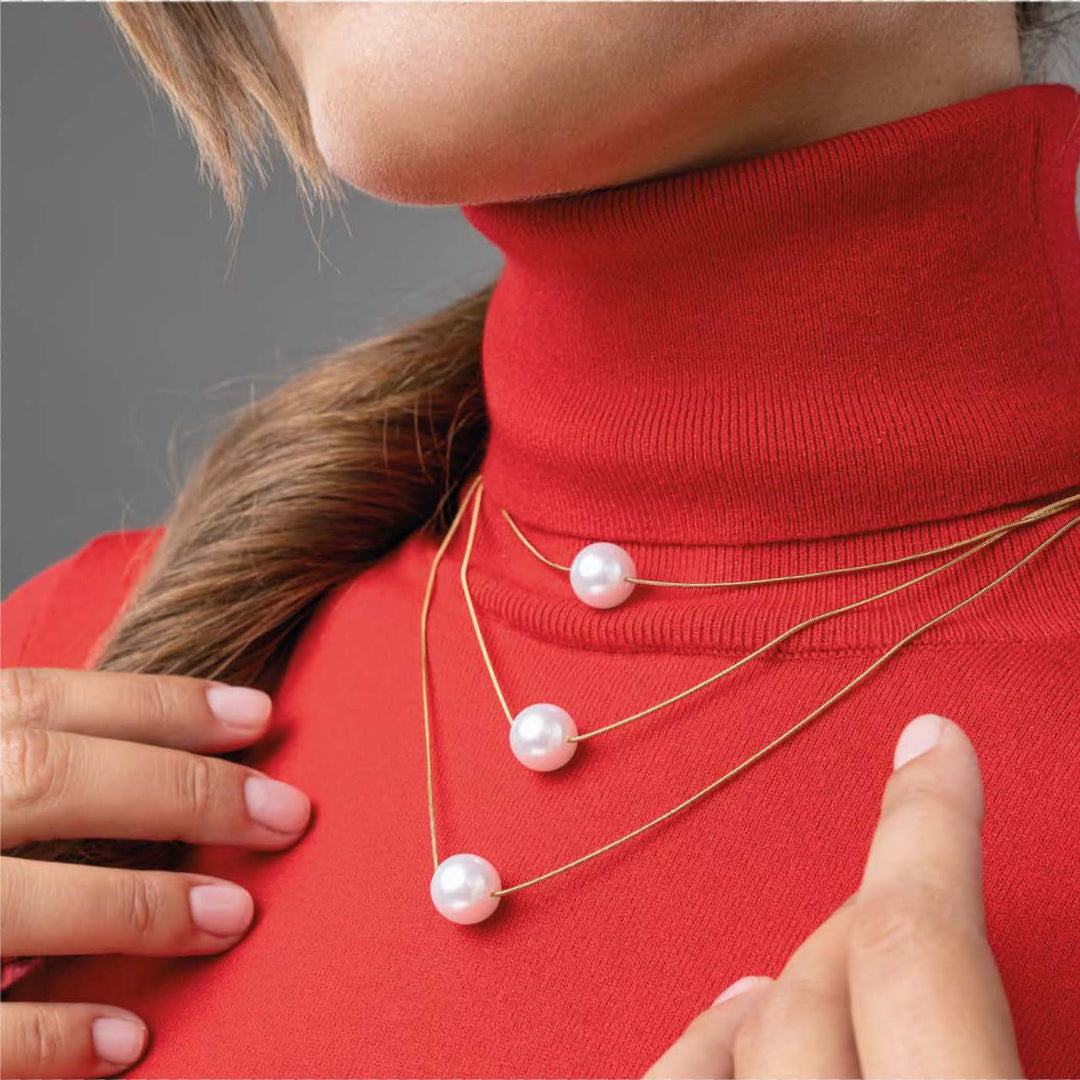 Collana da donna oro con perle bianche