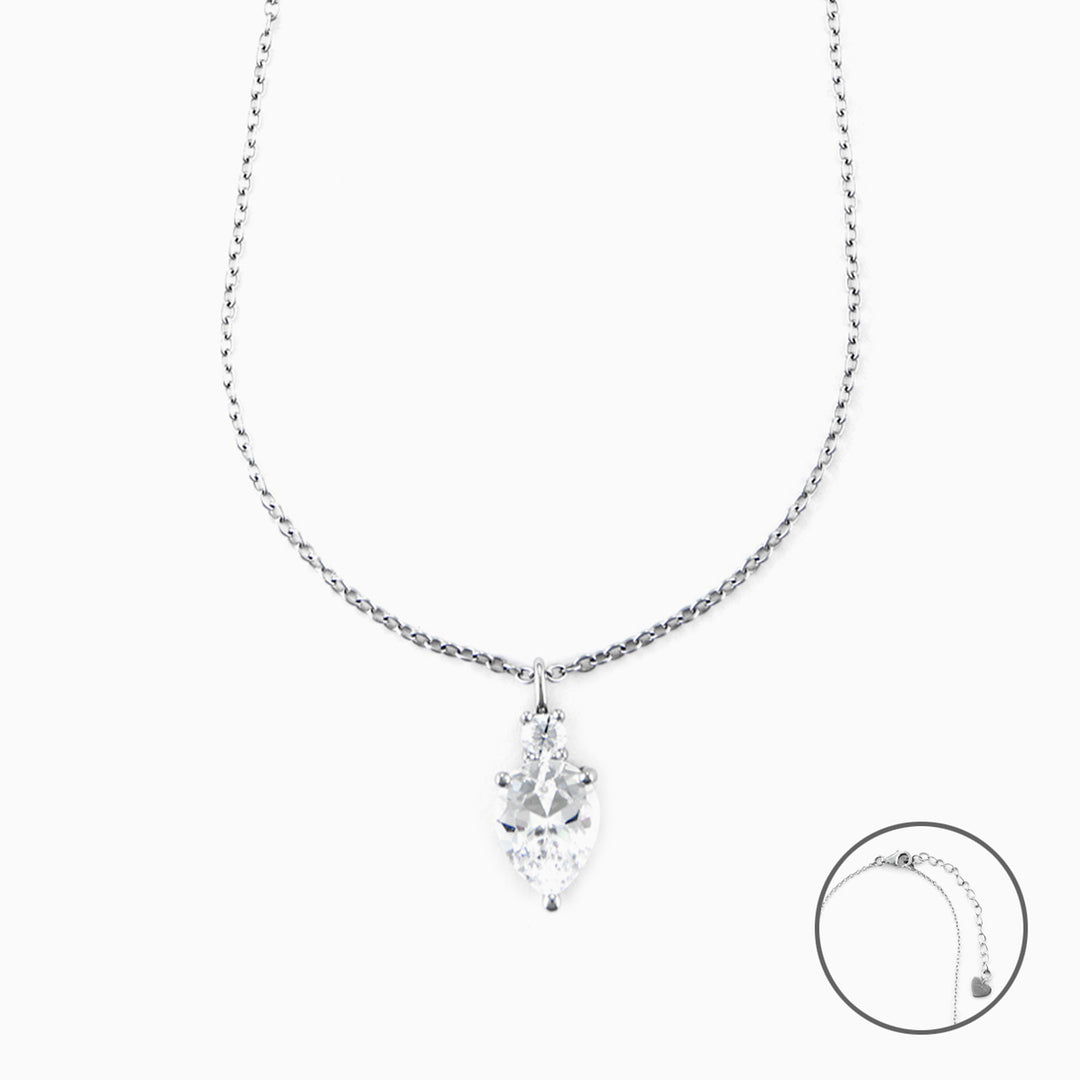 Collana Donna in argento con Ciondolo Goccia e Zirconi Bianchi