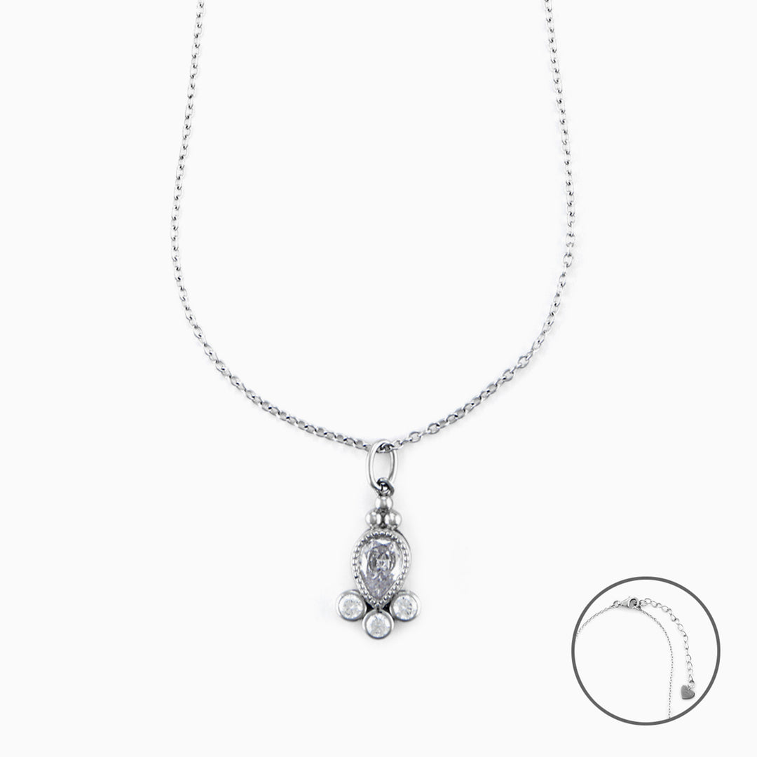 Collana Donnain argento con Ciondolo Goccia e Zirconi Bianchi