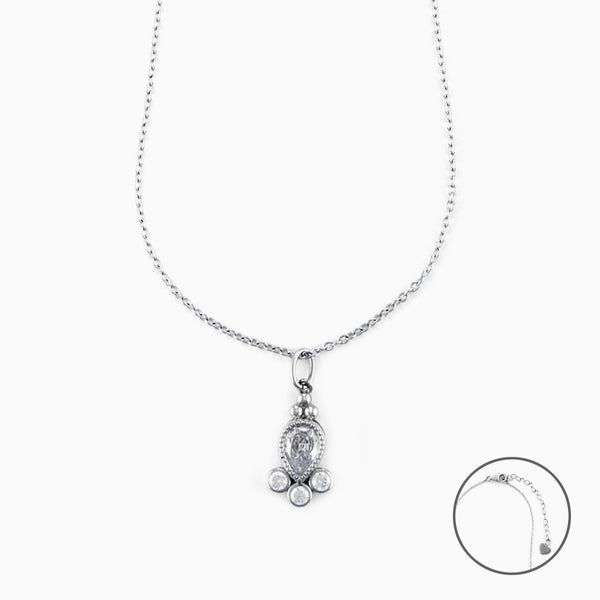 Collana Donnain argento con Ciondolo Goccia e Zirconi Bianchi