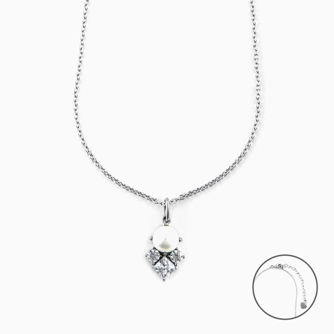Collana Donna in argento con Perla e Zirconi Geometrici