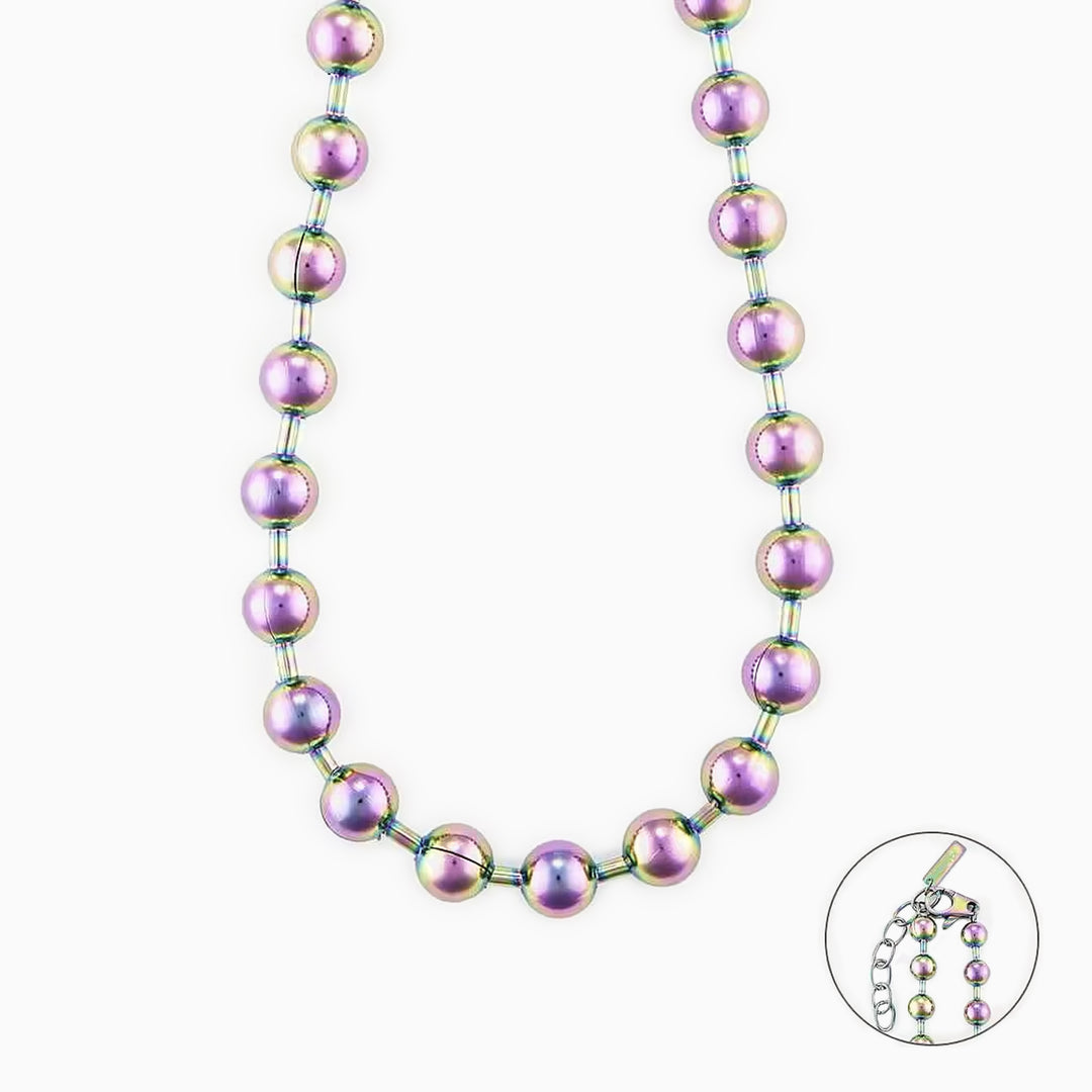 Collana Uomo con Sfere Cangianti Iridescenti