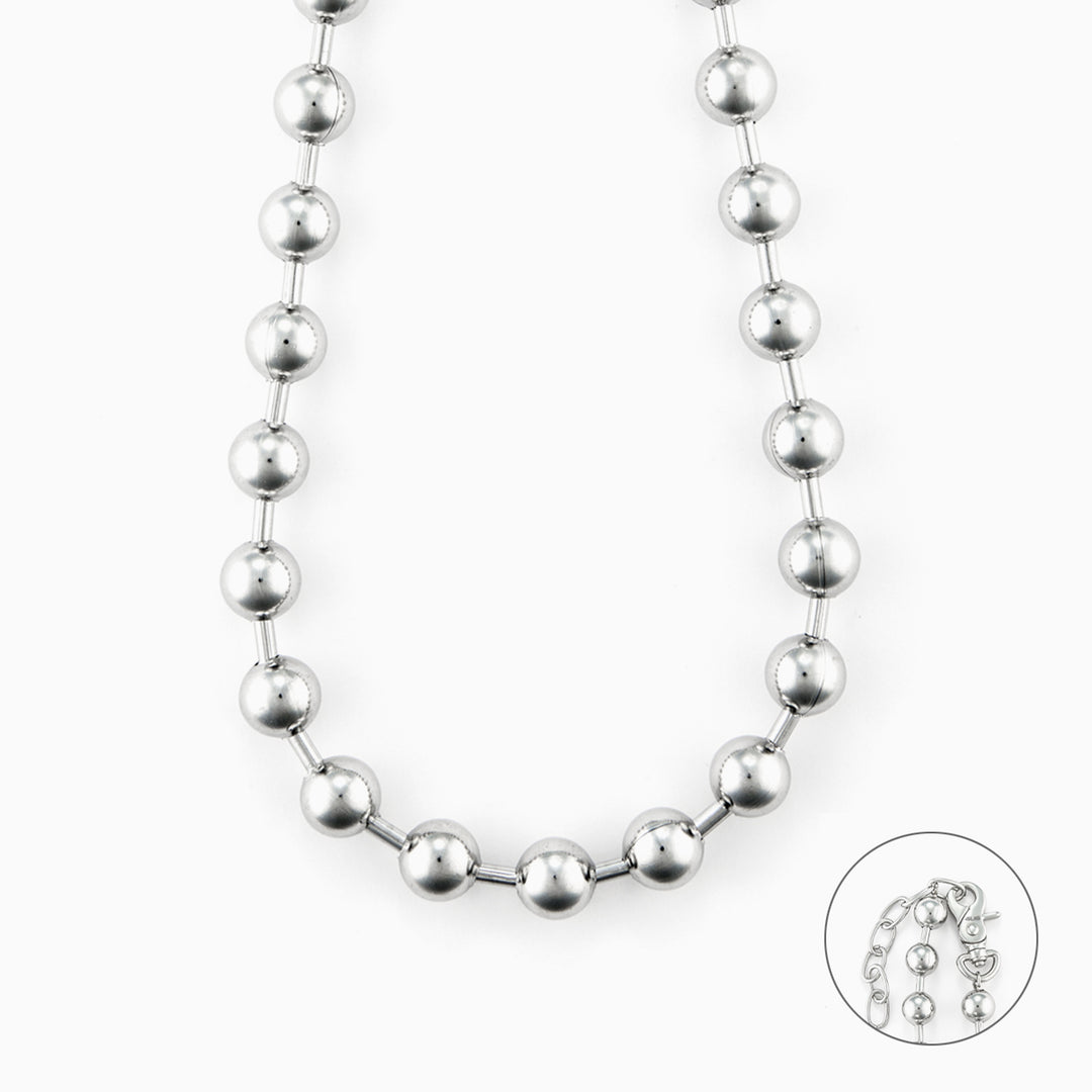 Collana Uomo con Sfere Lisce Lucide in Acciaio