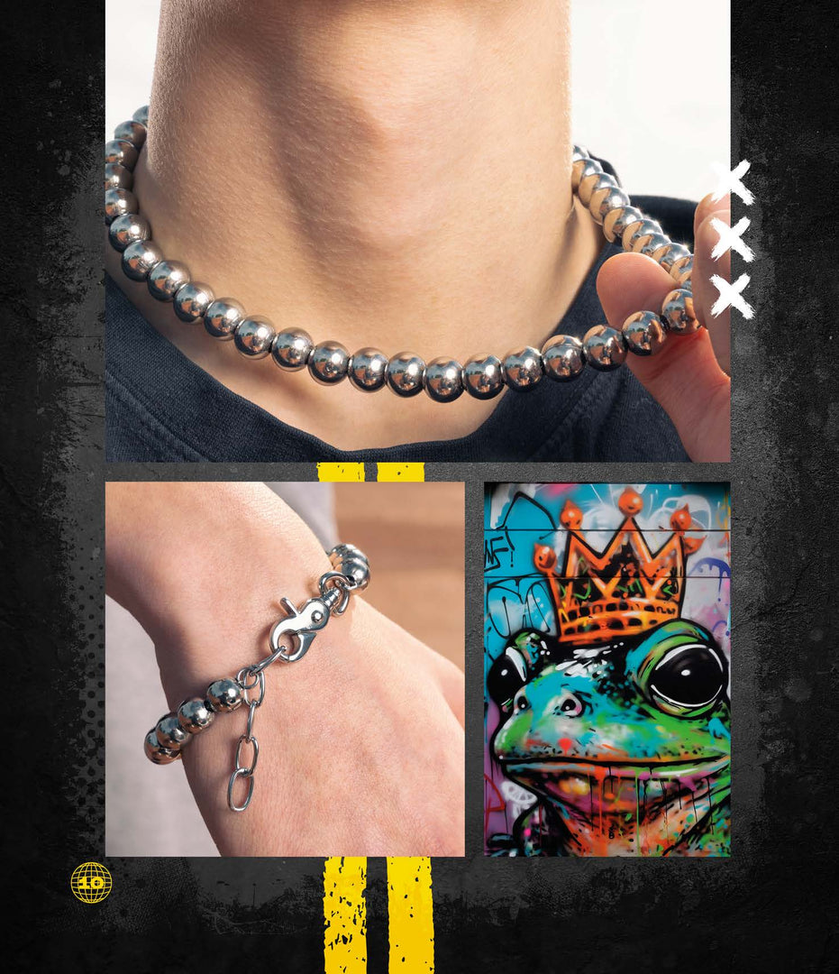 Collana da Uomo con Sfere in Acciaio