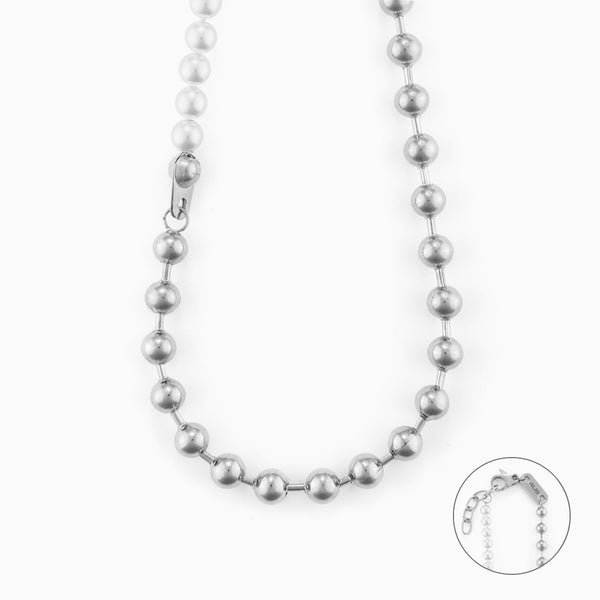 Collana Bicolore con Perle e Sfere in Acciaio