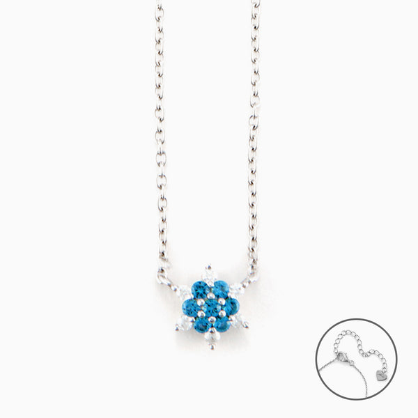 Collana Donna in argento con Fiore di Pietre Azzurre e Zirconi