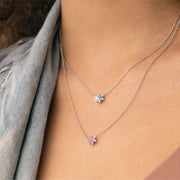 Collana in argento Donna con Fiore di Pietre Rosa e Bianche