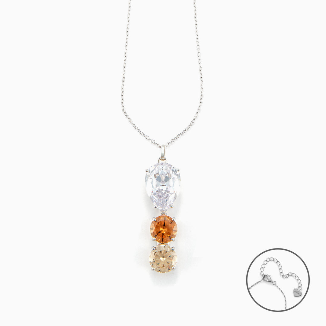 Collana  in argento Donna con Ciondolo Tre Pietre Multicolor