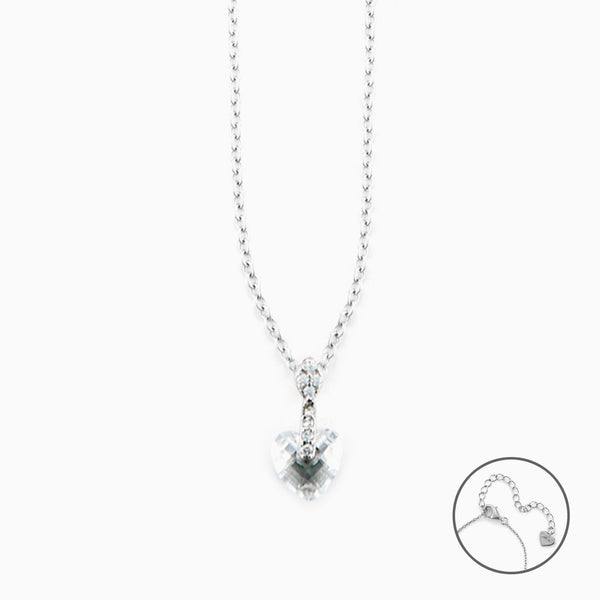 Collana Donna in argento con Ciondolo Cuore Cristallo e Zirconi