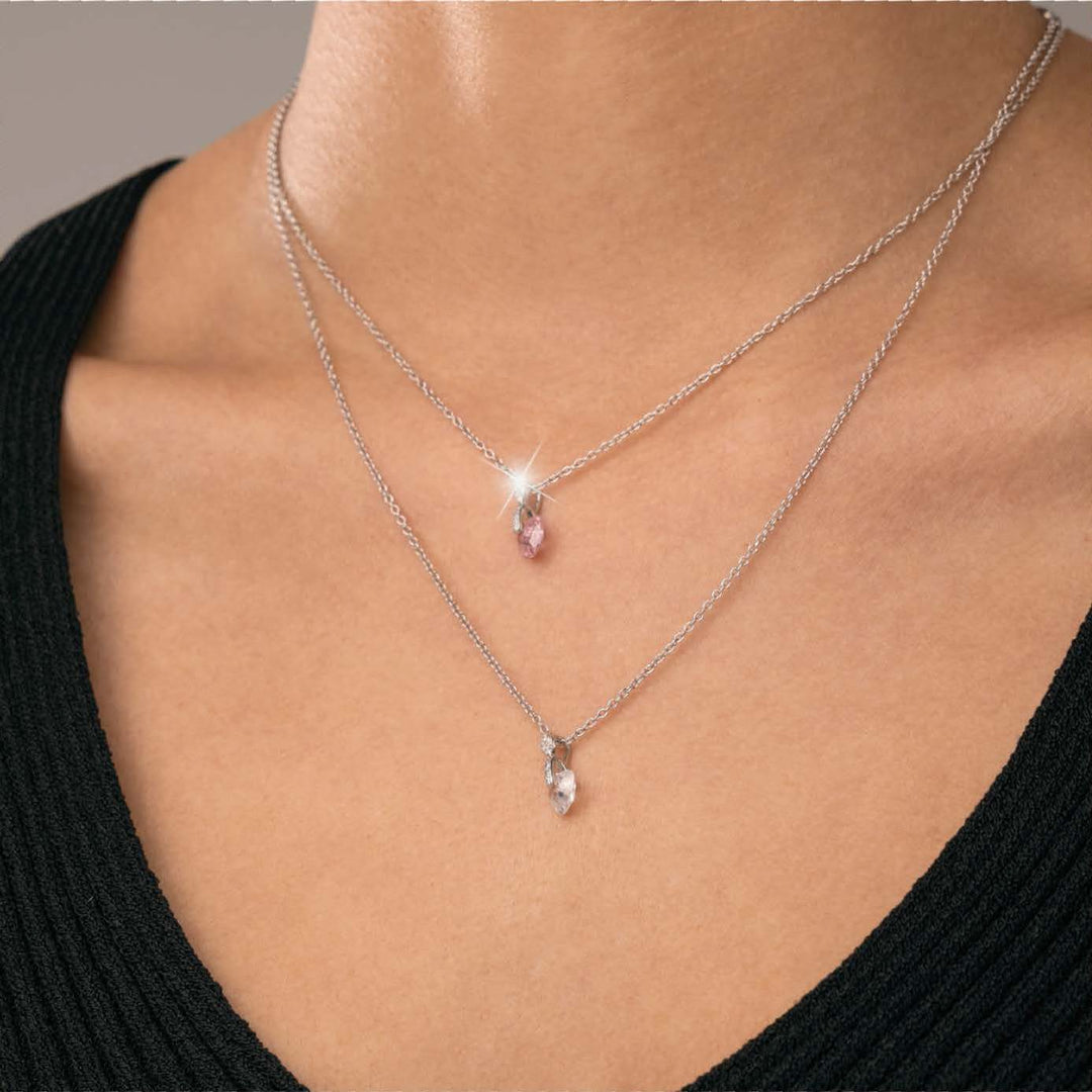Collana in argento Donna con Ciondolo Cuore Verde e Zirconi