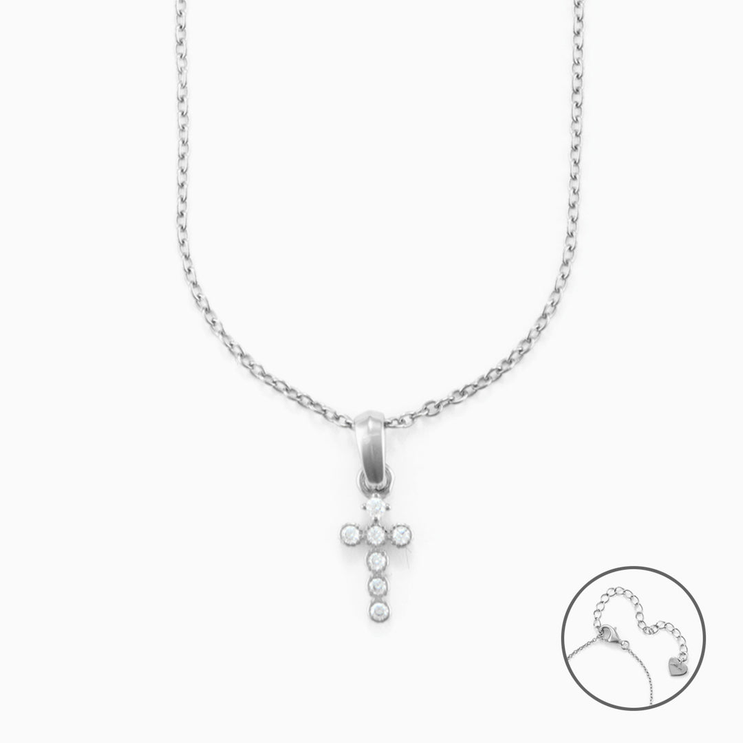 Collana con Croce argento e Zirconi Bianchi