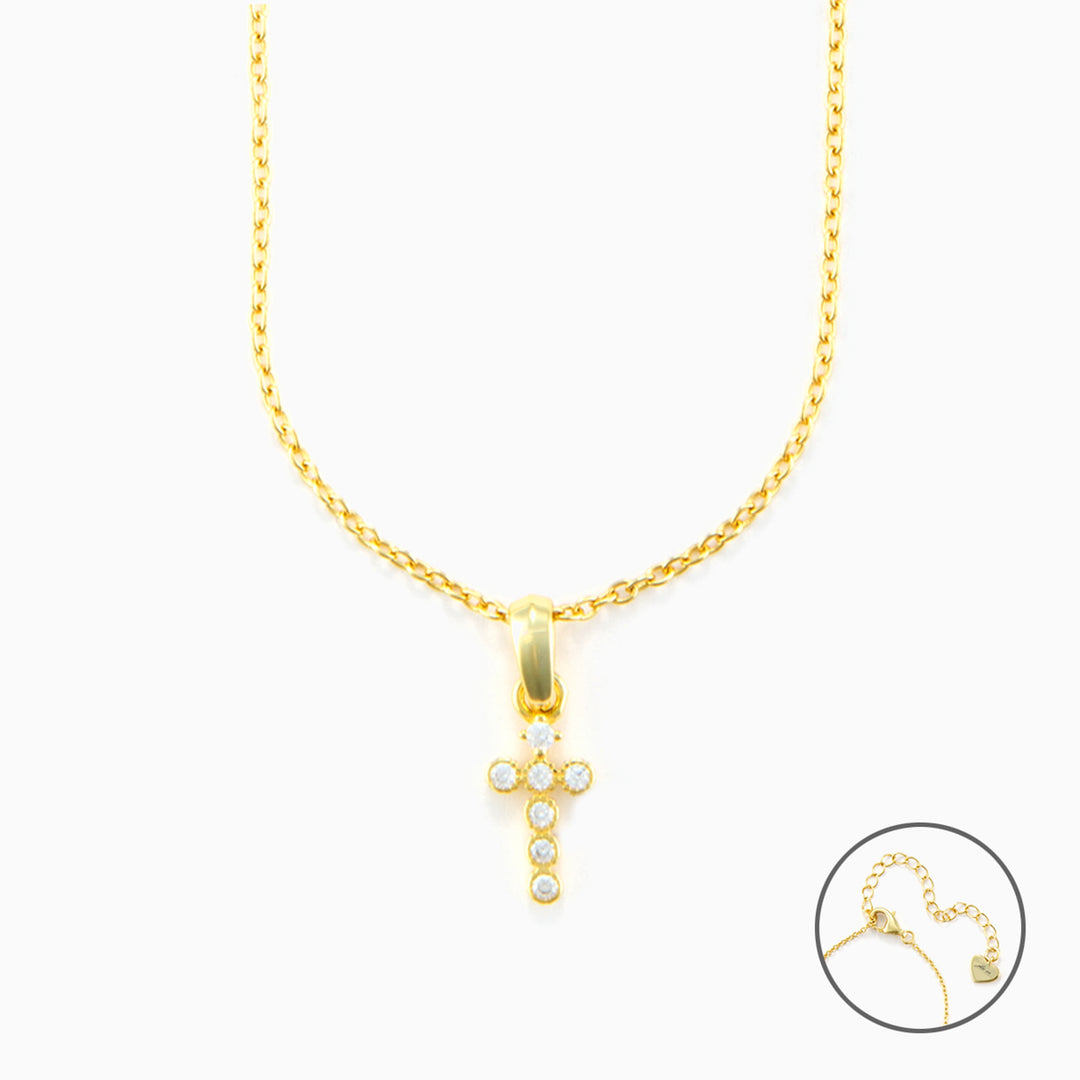 Collana con Croce in argento e Zirconi Bianchi