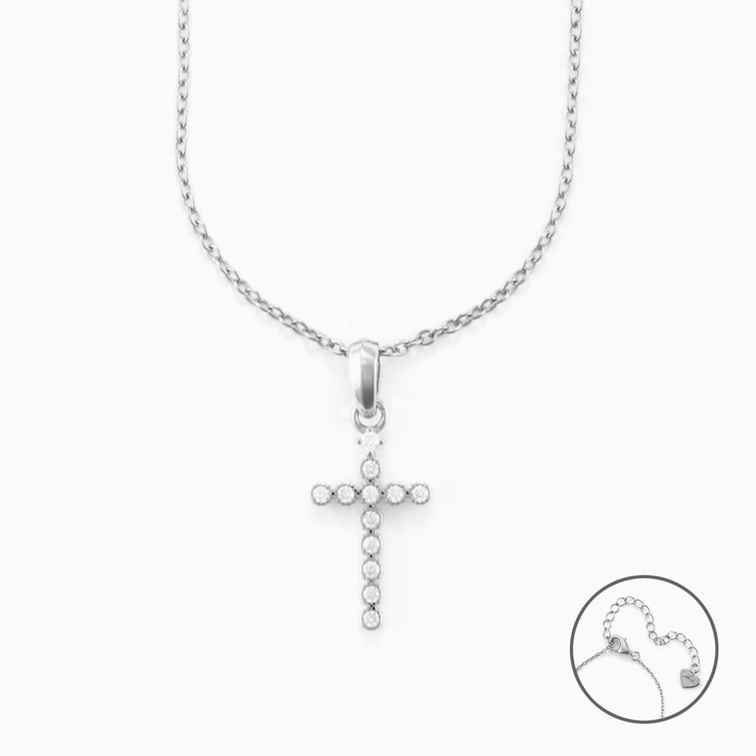 Collana con Croce in argento e Zirconi