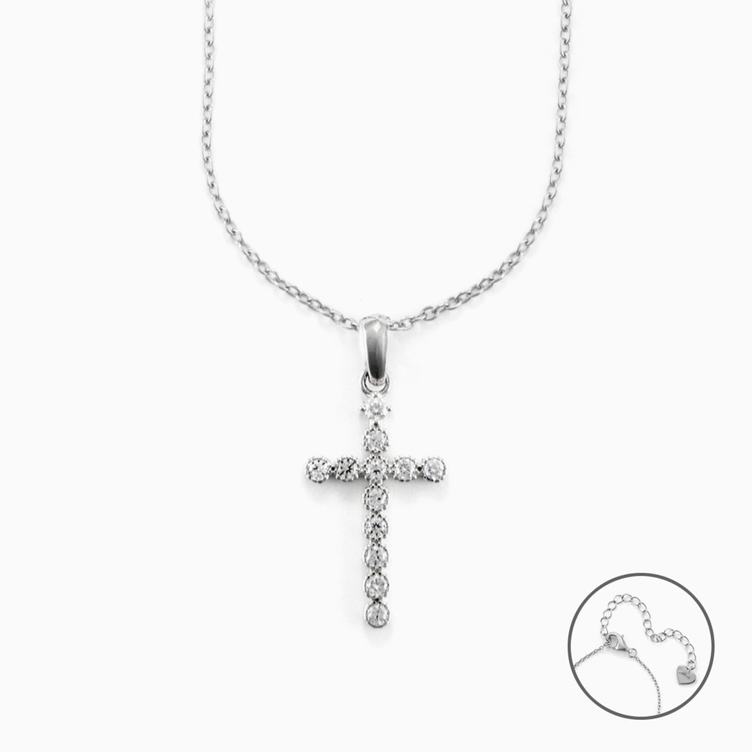 Collana con Croce in argento e Zirconi Bianchi