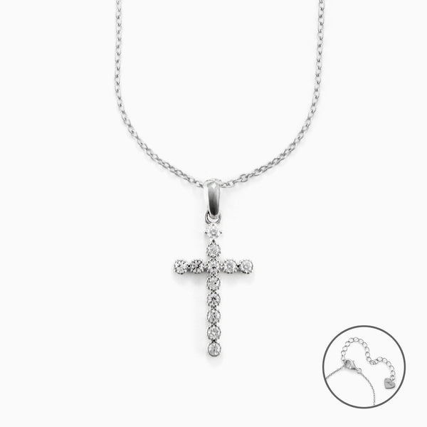 Collana con Croce in argento e Zirconi Bianchi