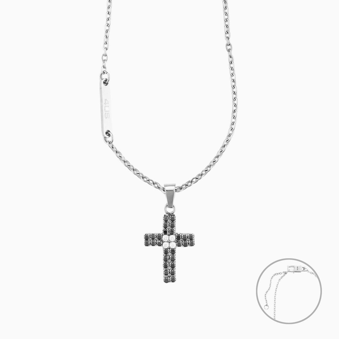 Collana con Croce e Zirconi Neri