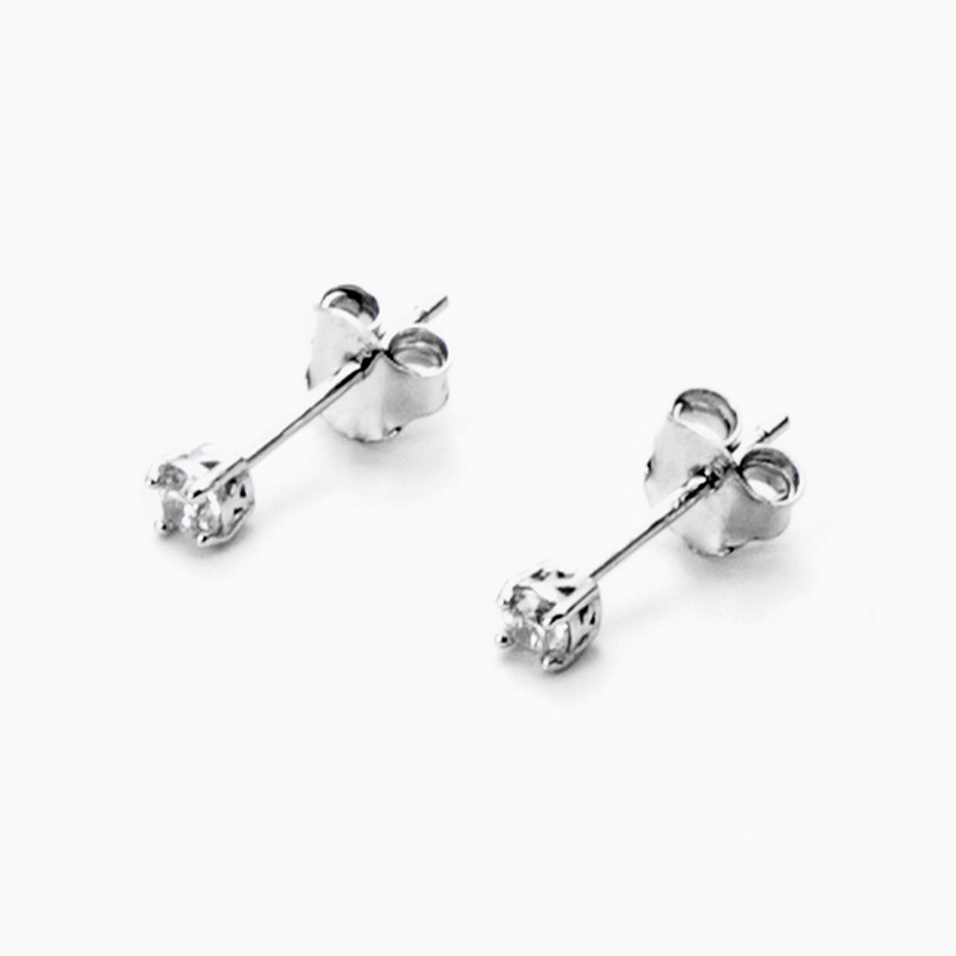 Orecchini Argento Punto Luce Minimal con Zirconi