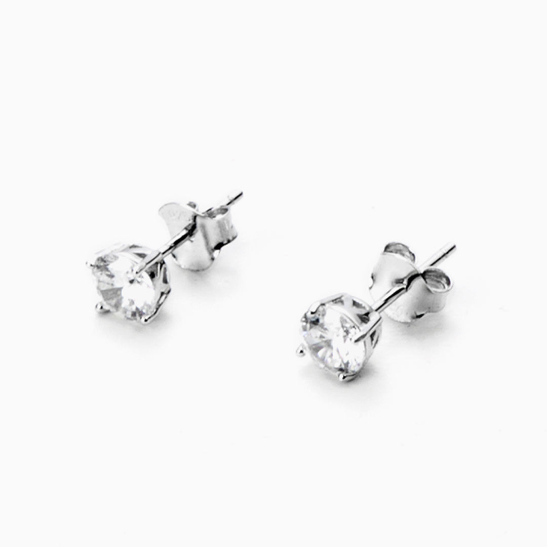Orecchini Argento Punto Luce con Zircone Rotondo