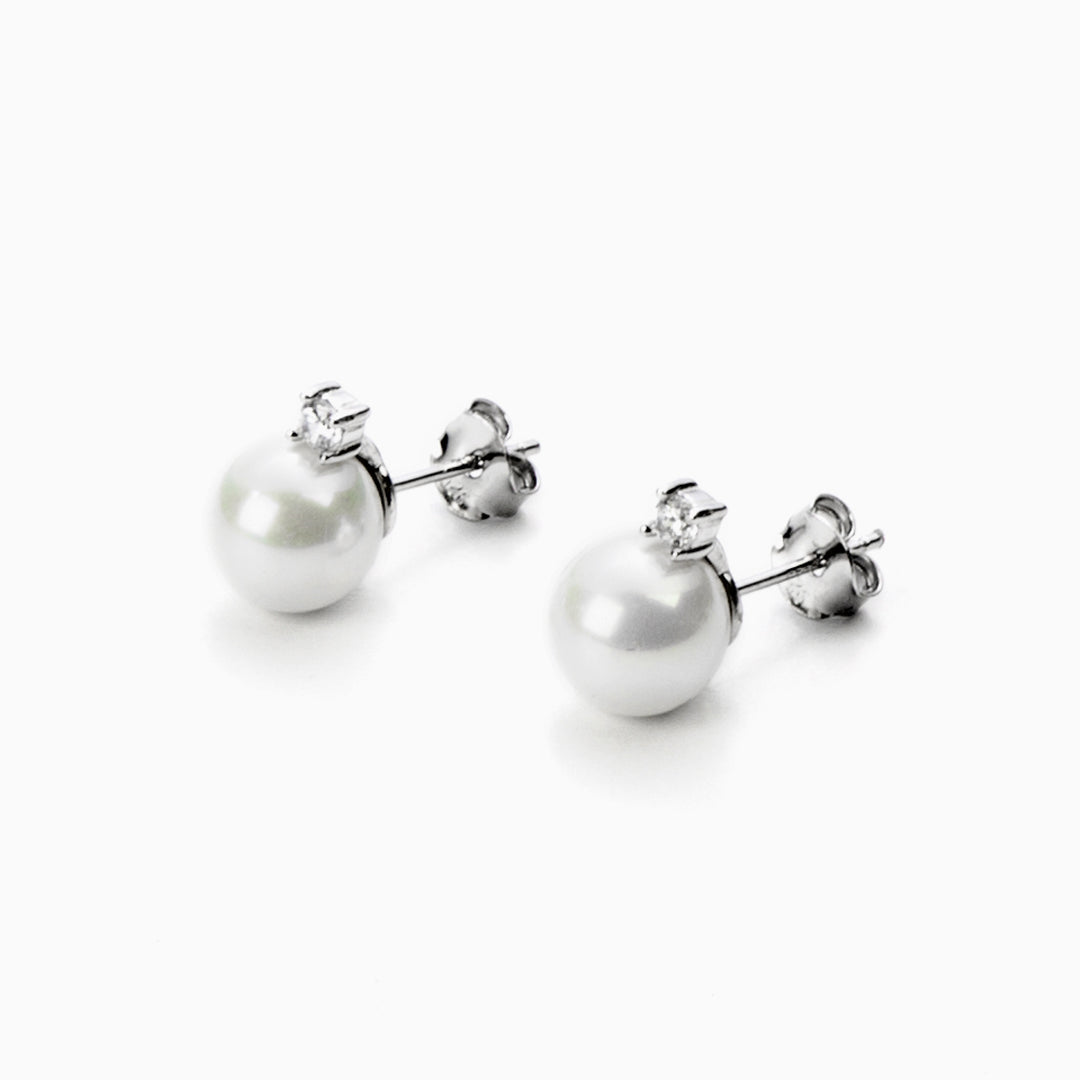Orecchini In argento Punto Luce con Perla Bianca