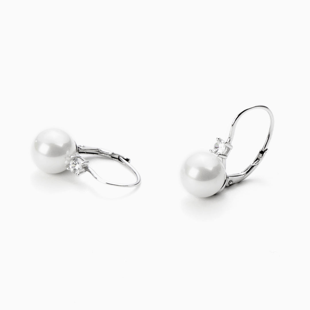 Orecchini in Argento pendenti con perla e zircone