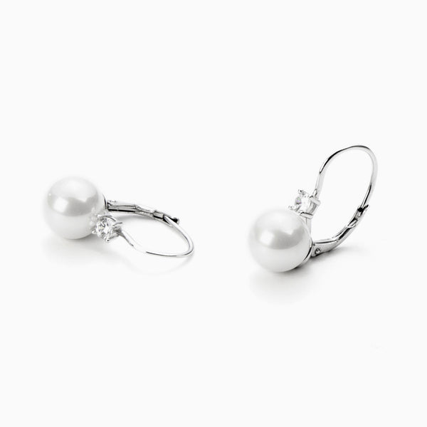 Orecchini in Argento pendenti con perla e zircone