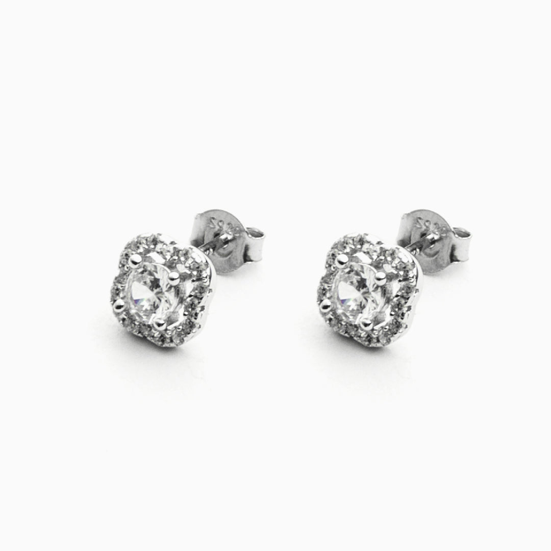 Orecchini in Argento con Zirconi e Castone centrale