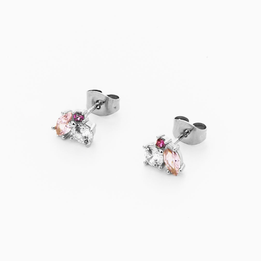 Orecchini in argento con Zirconi Rosa, Bianchi e Rubino