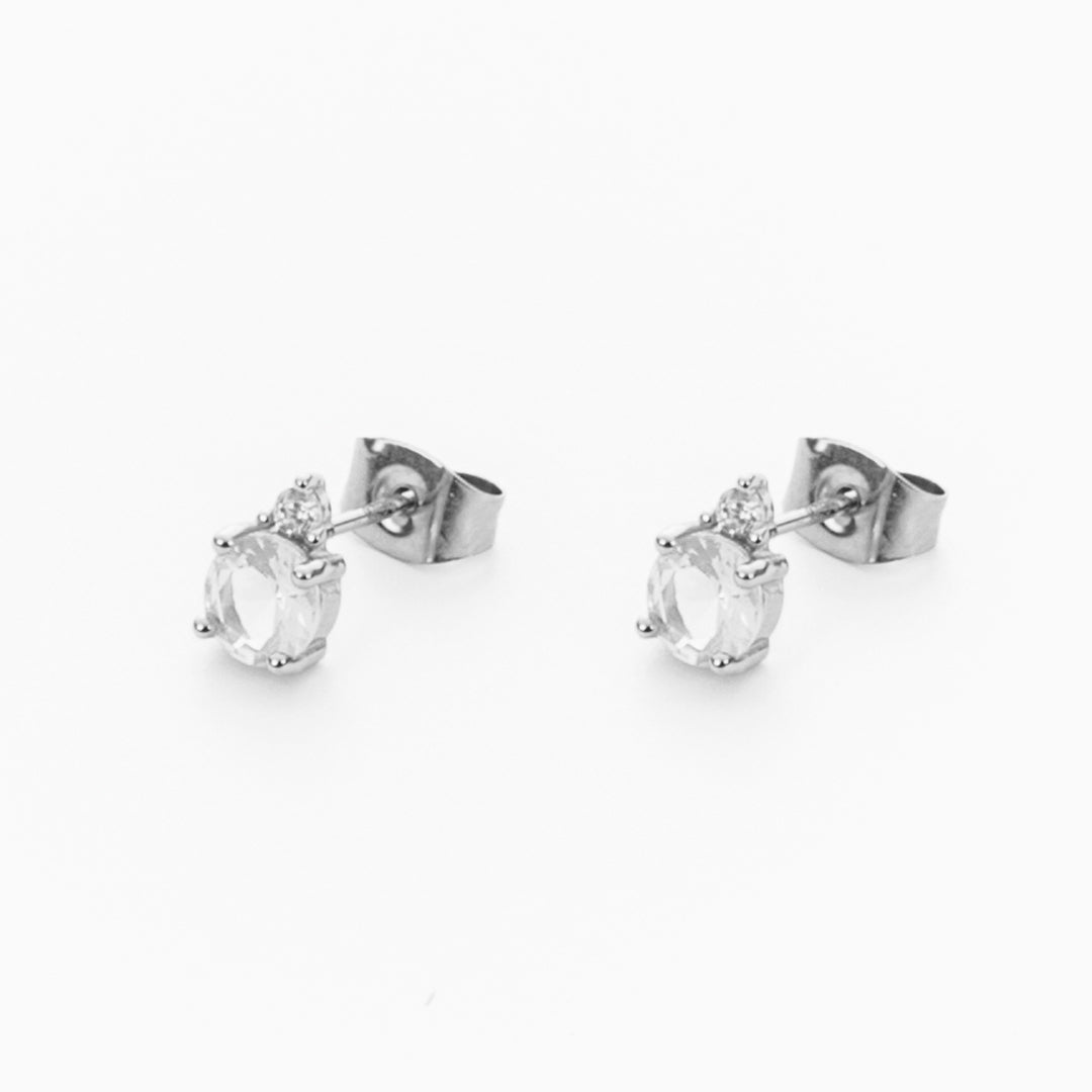 Orecchini in Argento Punto Luce con Doppio Zircone Bianco