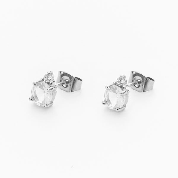 Orecchini in Argento Punto Luce con Doppio Zircone Bianco - grandi