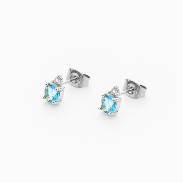 Orecchini Punto Luce in Argento con Zirconi Azzurri e Bianchi - piccoli