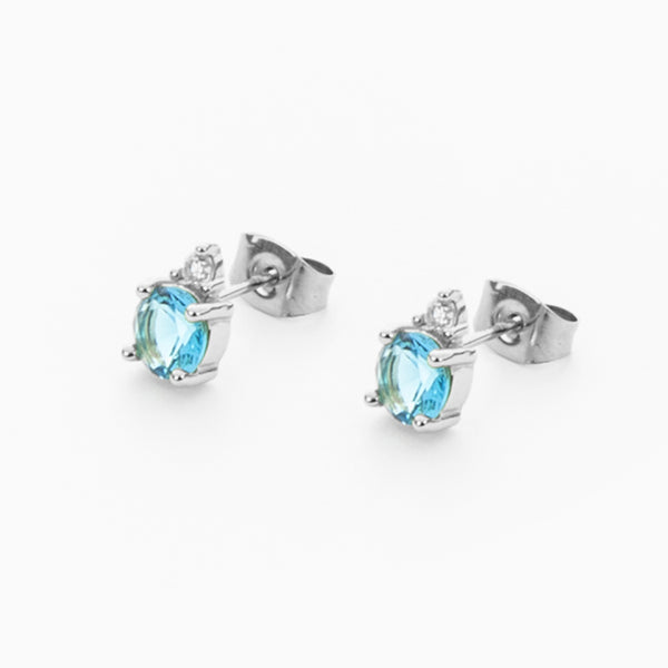 Orecchini Punto Luce in Argento con Zirconi Azzurri e Bianchi - grandi