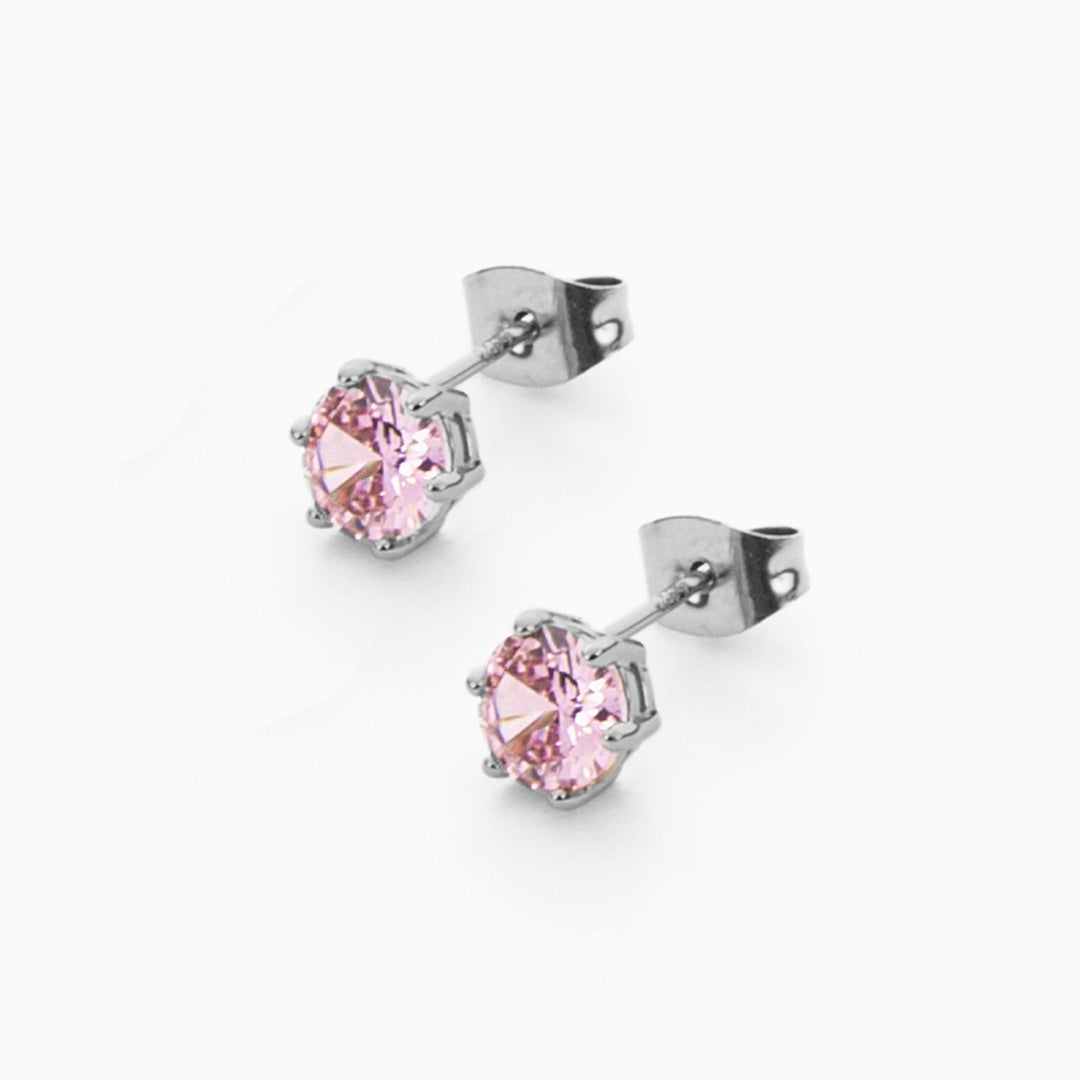 Orecchini Punto Luce in Argento con Zirconi Rosa