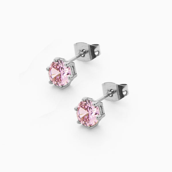 Orecchini Punto Luce in Argento con Zirconi Rosa