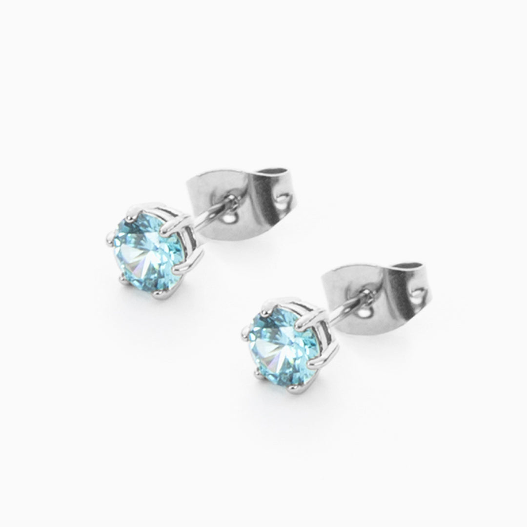 Orecchini Punto Luce in Argento con Zirconi Azzurri