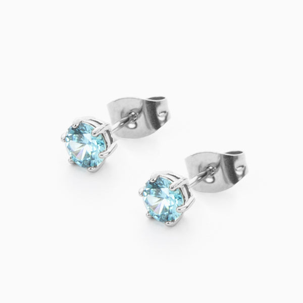 Orecchini Punto Luce in Argento con Zirconi Azzurri