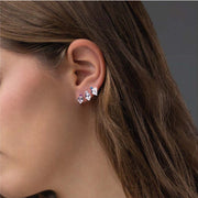 Orecchini  in argento con Goccia Bianca e Punto Luce Blu
