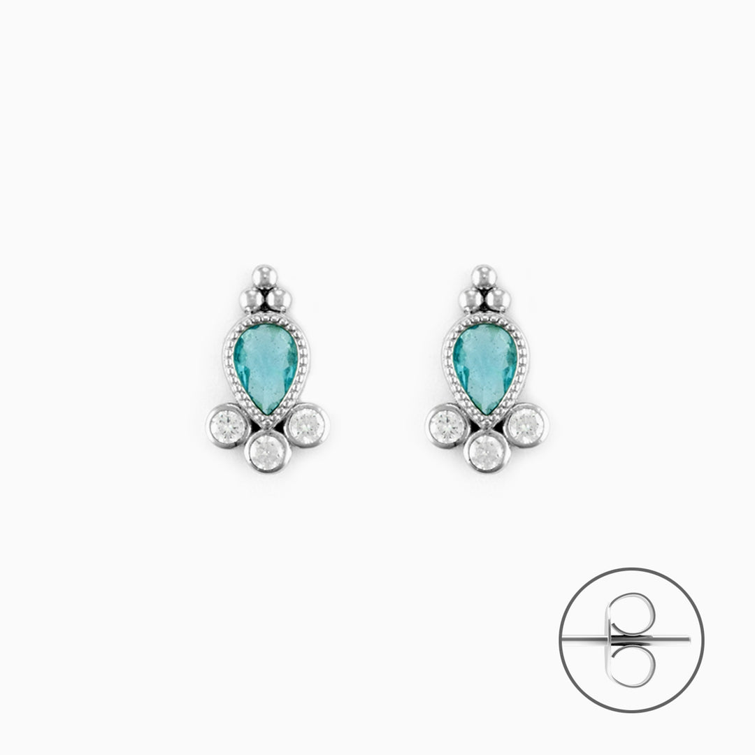Orecchini in argento con Goccia Azzurra e Zirconi