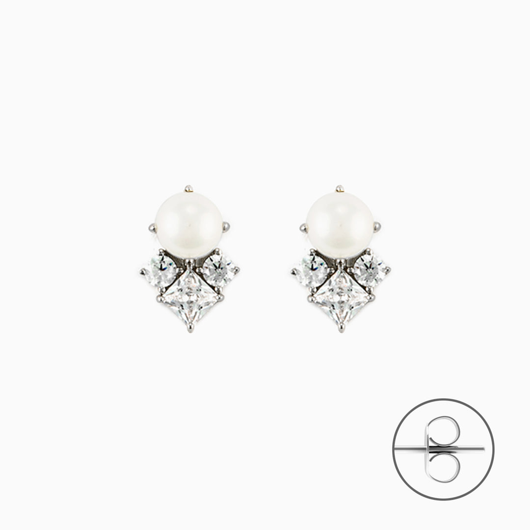 Orecchini in argento Punto Luce con Perla e Zirconi