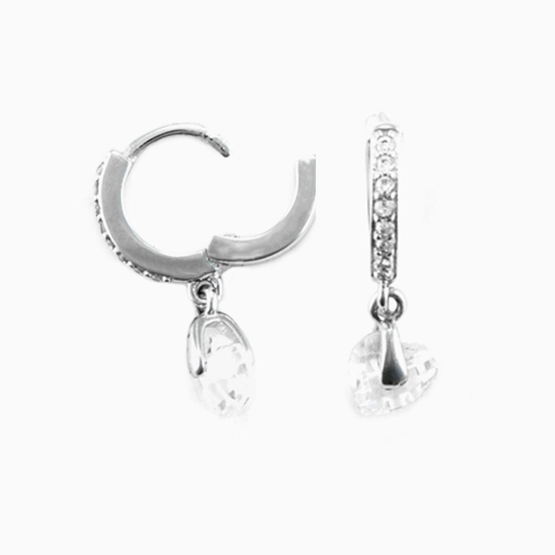 Orecchini Donna in argento Cerchio con Cuore Cristallo