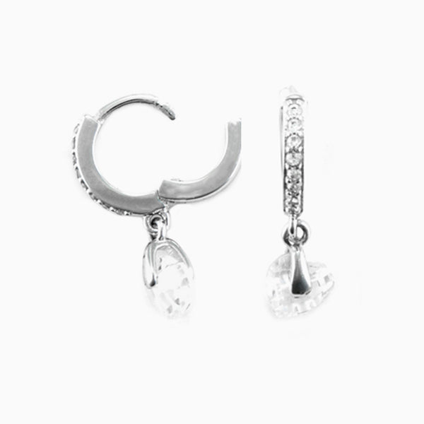 Orecchini Donna in argento Cerchio con Cuore Cristallo