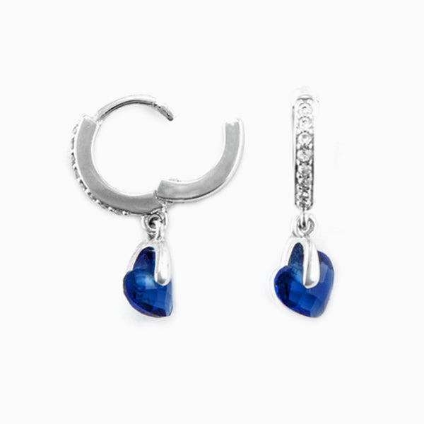 Orecchini in argento Donna Cerchio con Cuore Blu