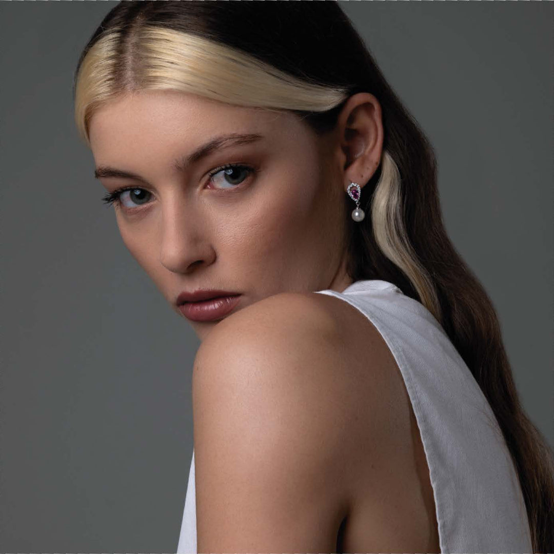 Orecchini Donna in argento con Perla e Zirconi
